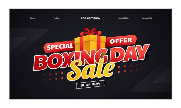 Vector gratuito plantilla de página de destino de compras y venta de boxing day degradado