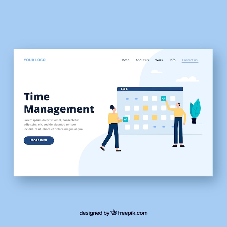 Vector gratuito plantilla de página de destino con concepto de administración de tiempo