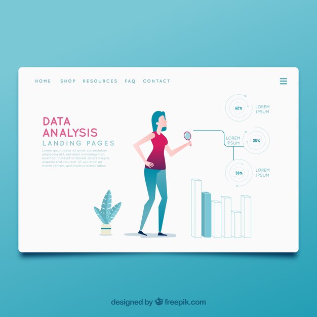 Plantilla página de destino con concepto de análisis de datos