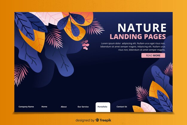 Plantilla de página de destino del concepto de naturaleza