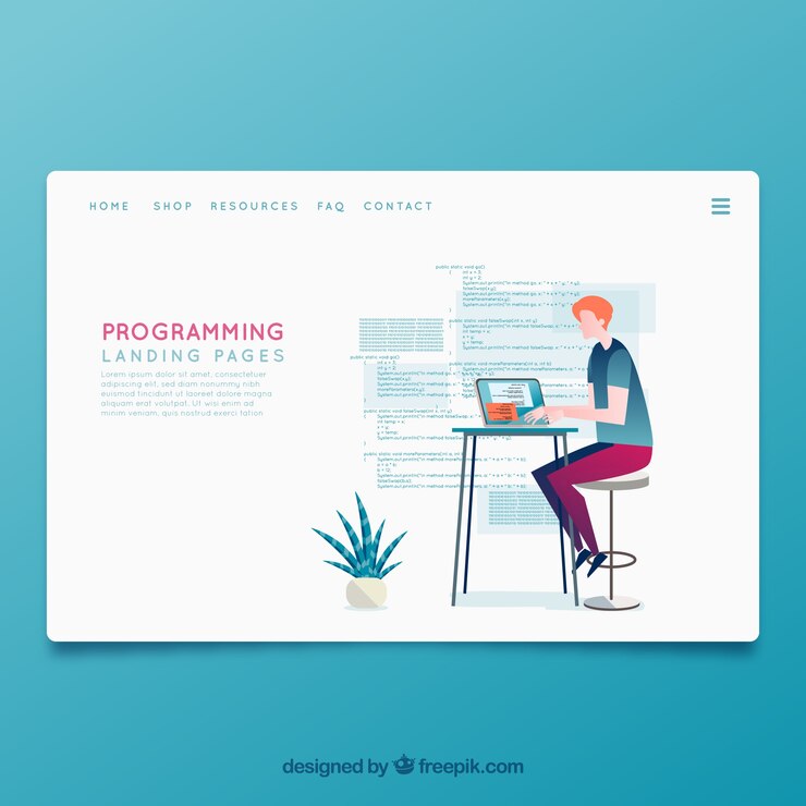 Vector gratuito plantilla página de destino con concepto de programación