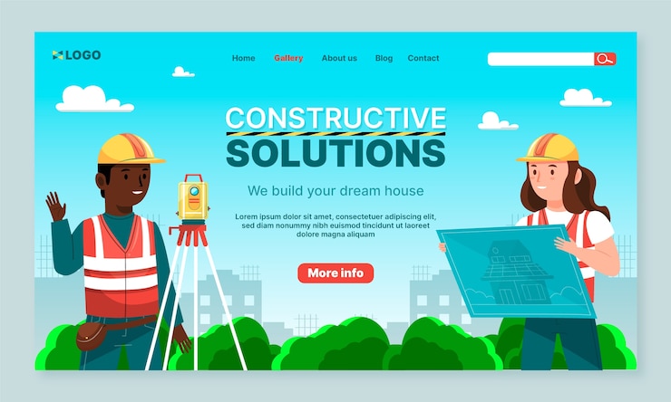 Vector gratuito plantilla de página de destino de construcción plana