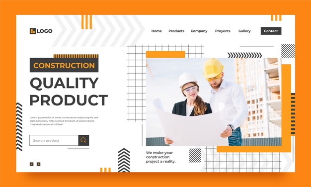 Plantilla de página de destino de construcción plana