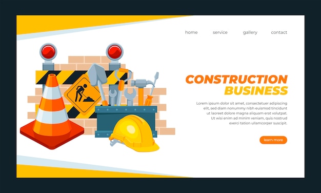 Plantilla de página de destino de construcción plana