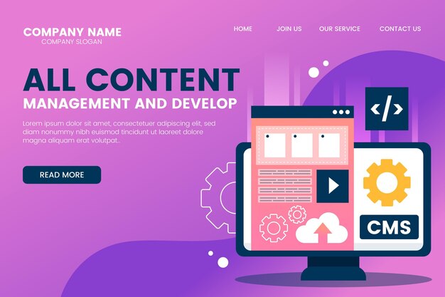 Plantilla de página de destino de contenido plano cms