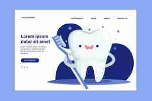 Vector gratuito plantilla de página de destino de cuidado dental de diseño plano