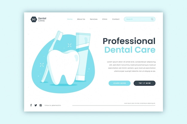 Vector gratuito plantilla de página de destino de cuidado dental plano