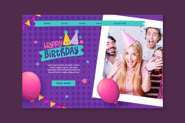 Plantilla de página de destino de cumpleaños