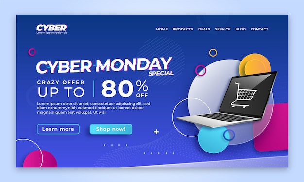 Vector gratuito plantilla de página de destino de cyber monday