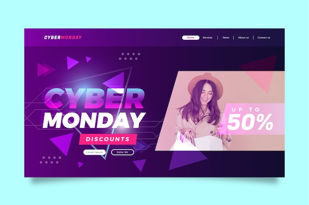 Vector gratuito plantilla de página de destino de cyber monday