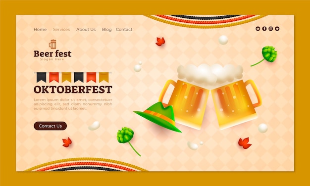 Plantilla de página de destino de degradado para el festival de oktoberfest