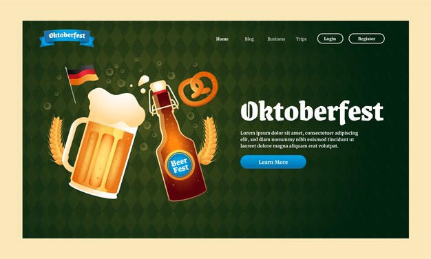 Plantilla de página de destino de degradado para el festival de oktoberfest