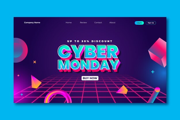Plantilla de página de destino degradado para la venta del cyber monday