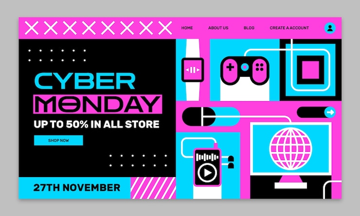 Vector gratuito plantilla de página de destino degradado para ventas del cyber monday