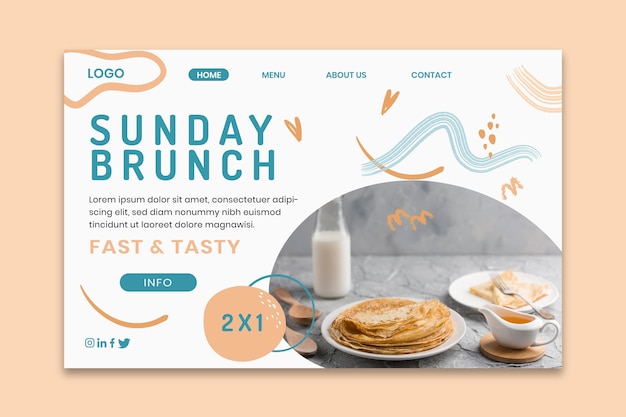 Vector gratuito plantilla de página de destino de delicioso brunch