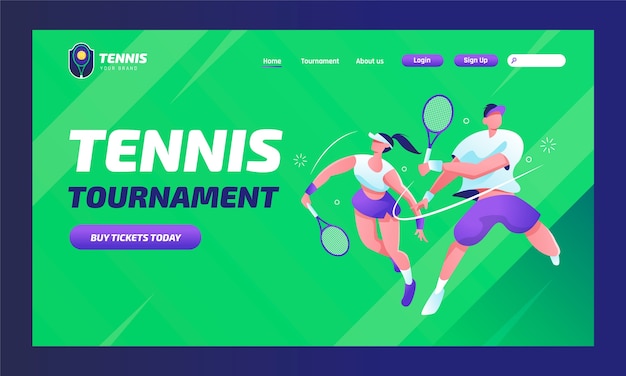 Vector gratuito plantilla de página de destino de deporte y actividad de tenis