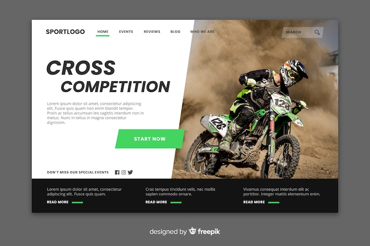 Vector gratuito plantilla de página de destino de deportes