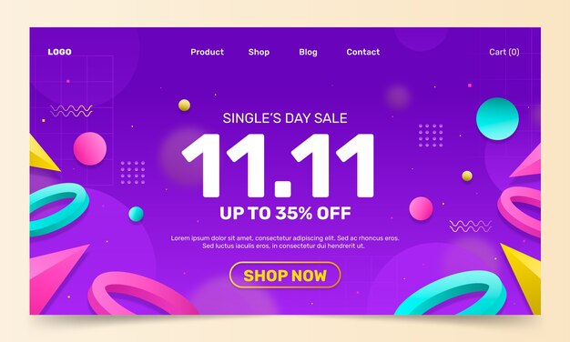 Plantilla de página de destino del día de compras degradado 11.11