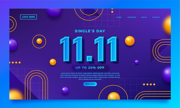 Plantilla de página de destino del día de compras degradado 11.11