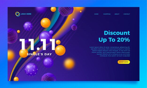 Plantilla de página de destino del día de compras degradado 11.11