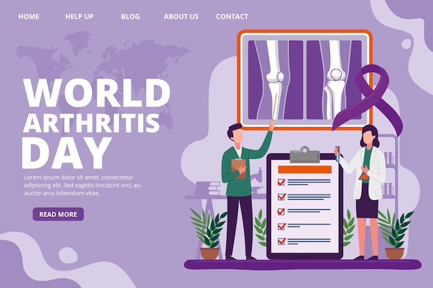 Plantilla de página de destino del día mundial de la artritis dibujada a mano