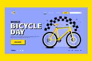 Vector gratuito plantilla de página de destino del día mundial de la bicicleta plana