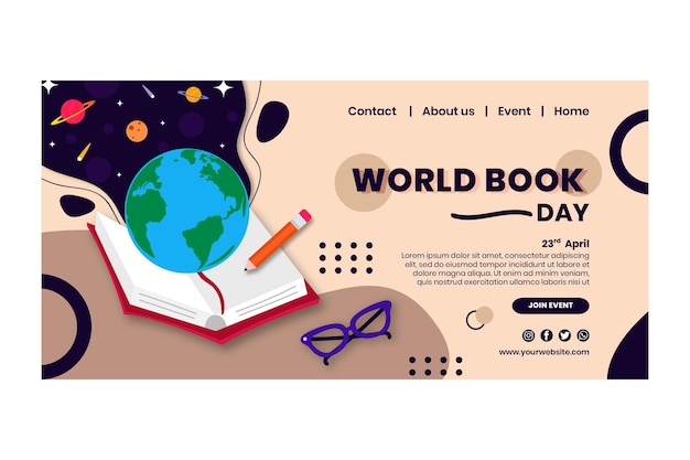 Vector gratuito plantilla de página de destino del día mundial del libro