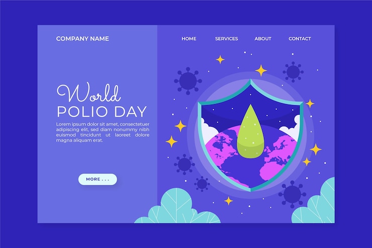 Vector gratuito plantilla de página de destino del día mundial de la polio dibujada a mano