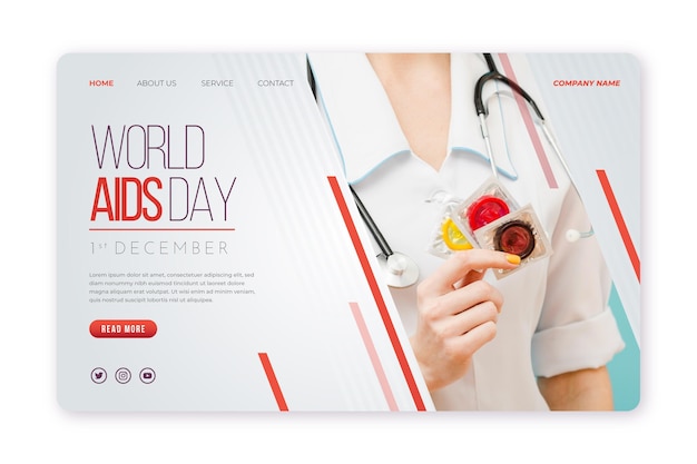 Plantilla de página de destino del día mundial del sida en degradado