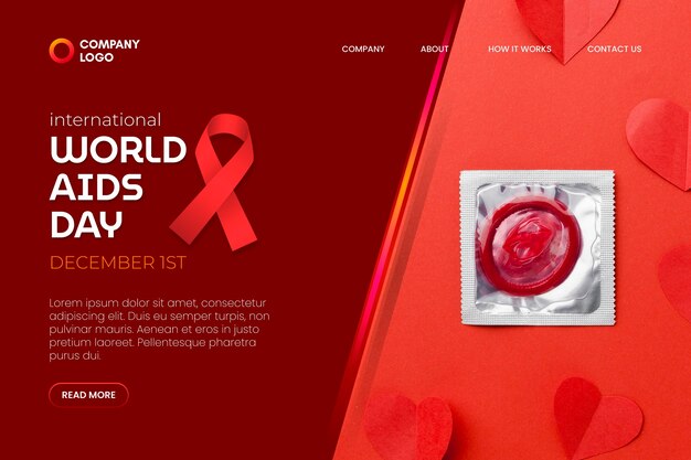 Vector gratuito plantilla de página de destino del día mundial del sida en degradado
