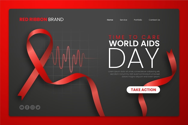 Vector gratuito plantilla de página de destino del día mundial del sida realista