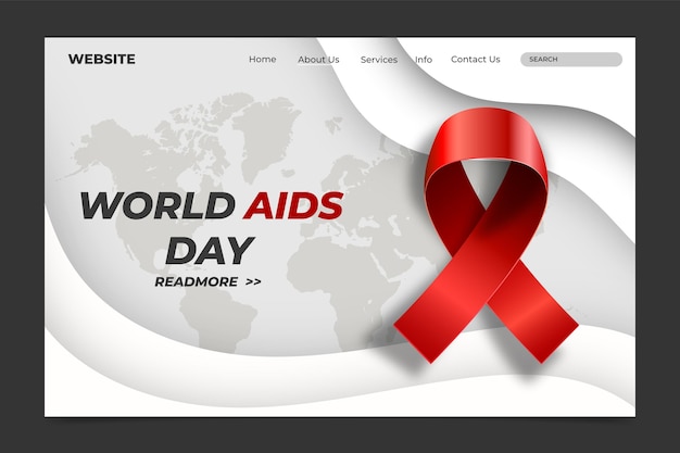 Plantilla de página de destino del día mundial del sida realista