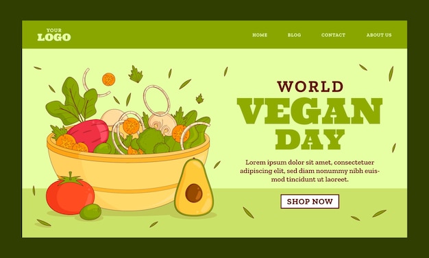Plantilla de página de destino del día mundial vegano