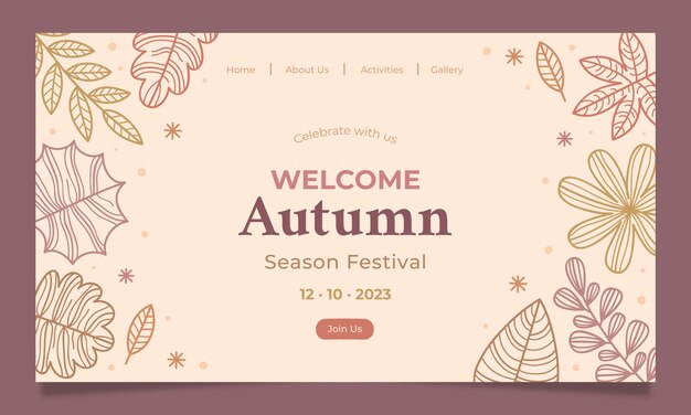 Plantilla de página de destino dibujada a mano para la celebración de otoño