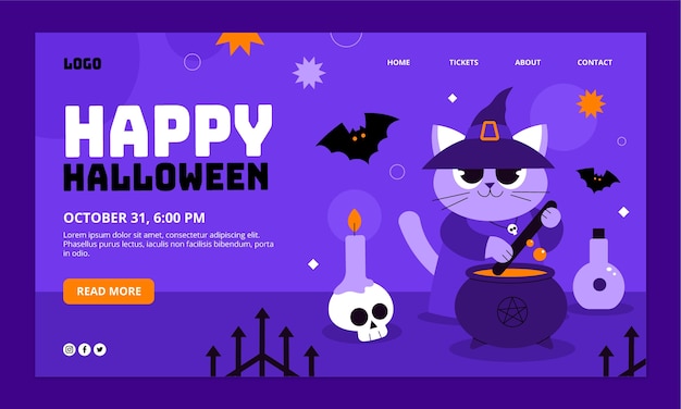 Vector gratuito plantilla de página de destino de diseño plano de celebración de halloween