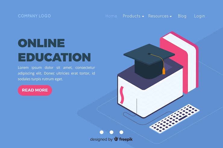 Vector gratuito plantilla de página de destino de educación en línea