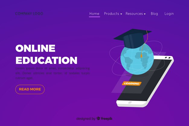 Plantilla de página de destino de educación online