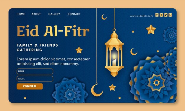 Plantilla de página de destino de eid al-fitr degradado