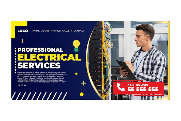 Plantilla de página de destino de electricista