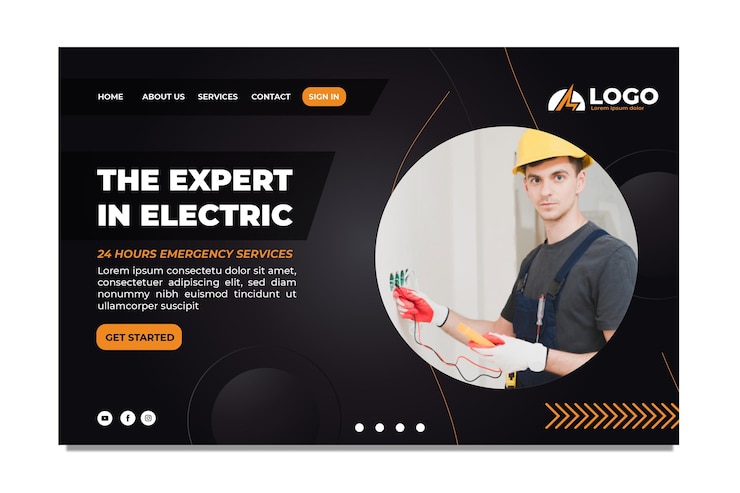 Vector gratuito plantilla de página de destino de electricista