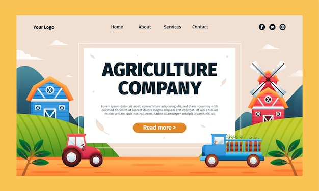 Vector gratuito plantilla de página de destino de la empresa comercial agrícola