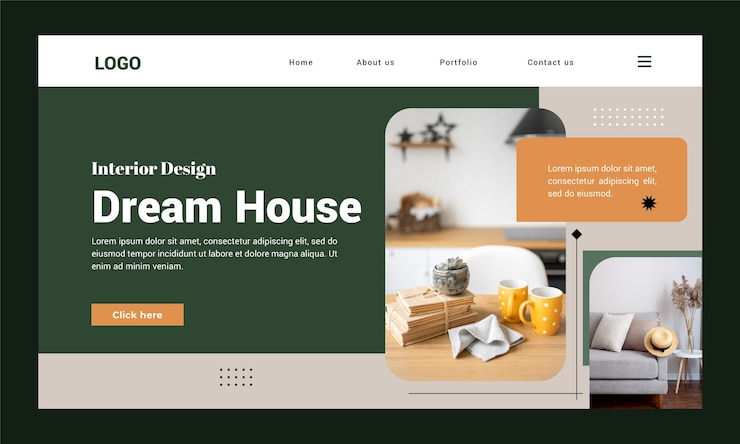 Vector gratuito plantilla de página de destino de empresa de diseño de interiores plana