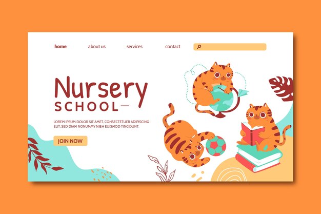 Plantilla de página de destino de escuela infantil plana