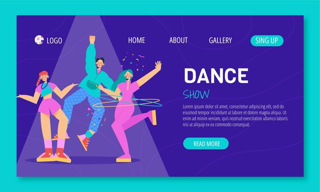 Plantilla de página de destino de espectáculo de danza plana