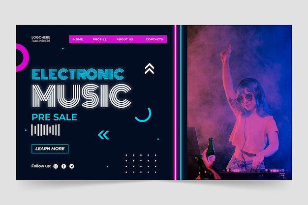 Plantilla de página de destino de evento de música electrónica
