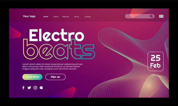 Plantilla de página de destino de evento de música electrónica