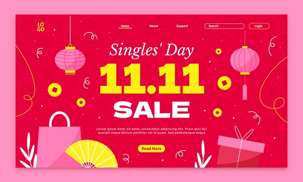 Plantilla de página de destino para el evento de ventas del día único del 11.11