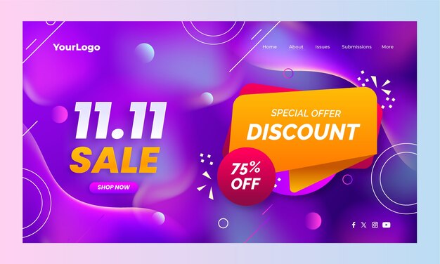 Plantilla de página de destino para el evento de ventas del día único del 11.11