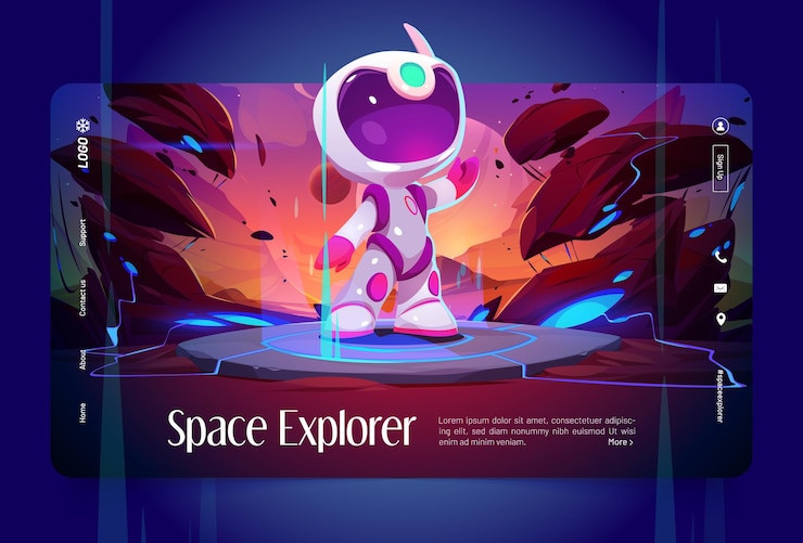 Vector gratuito plantilla de página de destino del explorador espacial