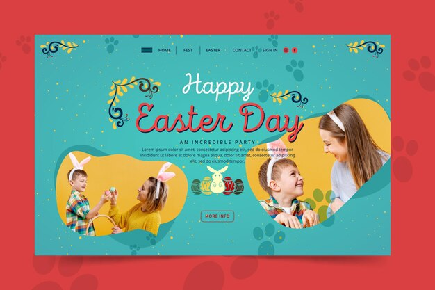 Plantilla de página de destino de feliz día de pascua
